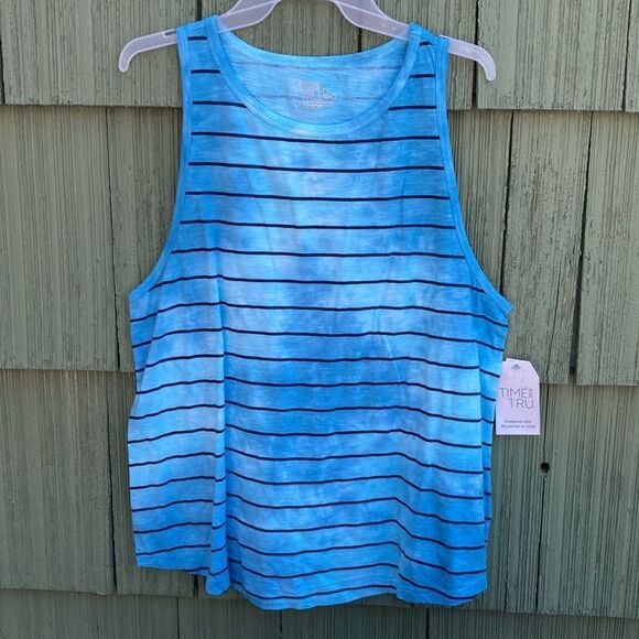 WOMENS COTTON Tie Dye Striped Swing Tank Top Shirt 2-Pack Size L - Picture 2 of 6